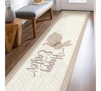 Tappeto runner a forma di coniglietto primaverile, con fiocco pasquale, beige, a pelo basso, morbido, rettangolare, resistente alle macchie, per cucina, corridoio, lavanderia, ingresso, 6 x 2,3 m