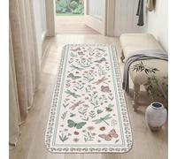 Tappeto runner a forma di farfalla, primaverile naturale, libellula, fiore primaverile, verde, a pelo basso, in spugna, rettangolare, bordatura per cucina, lavanderia, porta, ingresso, 6 x 1,5 m
