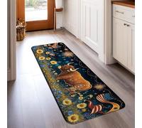 Tappeto runner a forma di mucca, patriottico rustico girasole fuochi d'artificio Giorno dell'Indipendenza Blu Spugna a pelo basso per pavimento di casa Tappeto stampa rettangolare per cucina