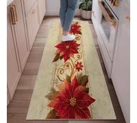 Tappeto runner a forma di stella di Natale, con vortici floreali natalizi, rosso, antiscivolo, resistente allo sbiadimento, estetico per la casa, per cucina, ingresso, comodino, 6 x 1,8 m