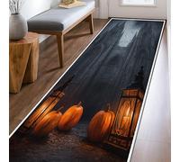 Tappeto runner a forma di zucca, per Halloween, gotico, lanterna, cattedrale, Halloween, arancione, antiscivolo, rettangolare, bordatura con bordi per cucina, corridoio, lavanderia, ingresso, 6 x 2,3