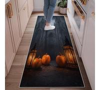 Tappeto runner a forma di zucca, stile gotico, con lanterna cattedrale, Halloween, arancione, a pelo basso, per pavimento della casa, per cucina, corridoio, lavanderia, ingresso, 6 x 1,8 m