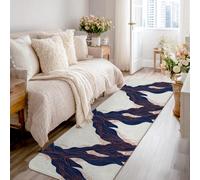 Tappeto runner a onde, linee astratte moderne curve nessuno blu navy a pelo basso spugna tappeto per interni modello casa tappeti non spargimento per cucina, corridoio, lavanderia, ingresso
