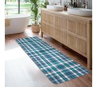 Tappeto runner a quadri, linee classiche contemporanee, quadrati, autunno blu navy, antiscivolo, rettangolare, bordatura con bordi per cucina, ingresso, comodino, lavanderia, decorazione per