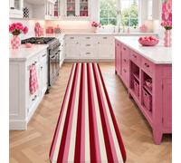 Tappeto runner a righe, moderno, contemporaneo, orizzontale, audace, nessuno, rosso, essenziale per camera da letto, casa, interni, motivo non perde pelo, decorazione per cucina e lavanderia, 0,6 x