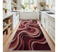 Tappeto Runner Antiscivolo Borgogna Oro Astratto Modello 60x180cm, | Runner extra lungo per corridoio, antiscivolo, lavabile, 3D, dimensionale, per corridoi, lavanderia, cucina, camera