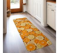 Tappeto runner arancione, estivo, giallo limone, a pelo basso, in spugna, rettangolare, con stampa, per cucina, ingresso, bagno, porta, decorazione da 0,6 x 1,5 m