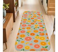 Tappeto runner arancione, estivo, tropicale, limone, pompelmo, estate, giallo, antiscivolo, per interni, rettangolare, non perde pelo, per cucina, bagno, ingresso, comodino, decorazione, 0,6 x 1,5 m