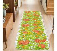 Tappeto runner arancione, estivo, tropicale, limone, verde, antiscivolo, rettangolare, bordatura per cucina, ingresso, comodino, porta, corridoio, decorazione 0,6 x 1,5 m