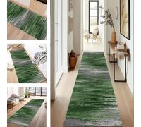 Tappeto runner astratto, 80 x 300 cm, antiscivolo, lavabile, per corridoio, colore verde, grigio e blu, anti-incrostazioni, per ingresso, soggiorno, camera da letto e cucina