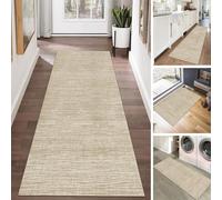 Tappeto runner beige, 70 x 350 cm, con retro antiscivolo, lavabile, ideale per camera da letto, cucina e bagno, elegante tappeto stretto per la decorazione della casa