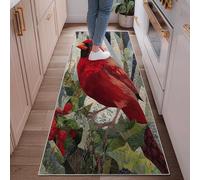 Tappeto runner cardinale, motivo natura, trapuntato, foglie, montagne, autunno, rosso, antiscivolo, bordatura, tappeto rettangolare per la casa, per cucina, ingresso, comodino, decorazione, 0,6 x 1,8