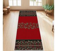 Tappeto runner con agrifoglio, motivo natalizio con bacche e edera rossa, antiscivolo, estetico, rettangolare, per cucina, ingresso, comodino, porta, corridoio, 6 x 1,5 m