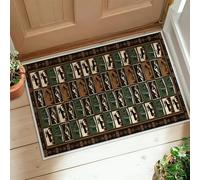 Tappeto runner con alci, stile rustico, con alberi e montagne, verde, antiscivolo, rettangolare, non perde pelo, per cucina, comodino, ingresso, corridoio, decorazione, 6 x 90 cm