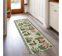 Tappeto runner con anatre, stile rustico con ninfee primaverili, antiscivolo, rettangolare, per cucina, ingresso, lavanderia, comodino, 6 x 1,5 m