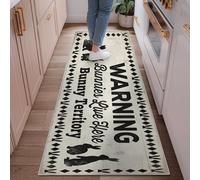 Tappeto runner con coniglietti, rustico fattoria di avvertimento territorio primaverile nero a pelo basso estetico rettangolare tappeto per il pavimento della casa per cucina, ingresso, bagno, porta