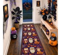 Tappeto runner con fantasmi, zucche giocose e teschi, Halloween, viola, antiscivolo, per interni, rettangolare, non perde pelo, per cucina, ingresso, comodino, decorazione da 6 x 1,8 m