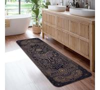 Tappeto runner con farfalle, stile bohémien, artistico, con rose e luna, nessuno blu navy, in spugna a pelo basso, per pavimento di casa, tappeto con stampa rettangolare, per cucina, ingresso