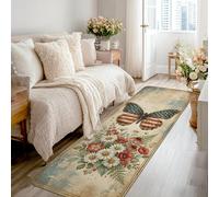 Tappeto runner con farfalle, vintage rustico, fiori margherite, estate, rosso, antiscivolo, per casa, interni, non perde pelo, per cucina, lavanderia, porta, ingresso, 6 x 2,3 m