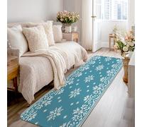 Tappeto runner con fiocco di neve, elegante motivo floreale a vortice invernale, antiscivolo, estetico, rettangolare, per casa, cucina, bagno, ingresso, comodino, decorazione da 2 x 2,3 m