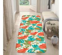 Tappeto runner con fiori tropicali moderni con foglie floreali estive corallo antiscivolo per casa e interni, non perde pelo, per cucina, ingresso, comodino, decorazione da 6 x 1,5 m