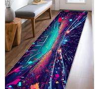 Tappeto runner con forme astratte, moderno e contemporaneo con coriandoli colorati, motivi geometrici, nessuno blu, antiscivolo, resistente allo sbiadimento, estetico per la casa, per cucina