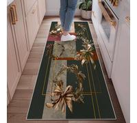 Tappeto runner con ghirlanda, autunnale, moderno, floreale, con fiocco, verde, a pelo basso, resistente allo sbiadimento, estetico per la casa, per cucina, ingresso, lavanderia, comodino, decorazione