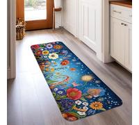 Tappeto runner con girasole, primaverile vibrante crisantemo tulipani primaverili blu antiscivolo per casa e interni, non perde pelo, decorazione per cucina, ingresso, bagno, porta, 6 x 1,5 m
