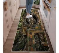 Tappeto runner con gufo, naturale, rustico, con mattoni, marrone, antiscivolo, morbido, rettangolare, resistente alle macchie, per cucina, ingresso, comodino, lavanderia, decorazione, 6 x 1,8 m
