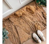Tappeto runner con impronte di orme e rocce rustiche naturali, senza marrone, in spugna a pelo basso, rettangolare, con accenti decorativi, per cucina, ingresso, comodino, lavanderia, 6 x 90 cm