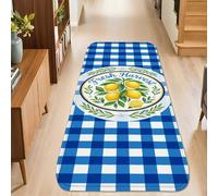Tappeto runner con limoni, motivo rustico con foglie a quadretti, antiscivolo, per interni, non perde pelo, per cucina, ingresso, lavanderia, corridoio, decorazione da 6 x 1,8 m