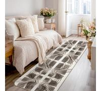 Tappeto runner con linee ondulate, forme geometriche moderne e contemporanee a contrasto nessuno nero a pelo basso in spugna bordo bordatura casa tappeto rettangolare per cucina, ingresso, lavanderia