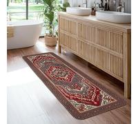 Tappeto runner con medaglione, tradizionale, classico, floreale, geometrico, nessuno rosso, antiscivolo, per casa, interni, non perde pelo, per cucina, ingresso, comodino, decorazione da 6 x 1,8 m