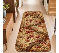 Tappeto runner con mele, rustico, rami organici, foglie autunnali, marrone, antiscivolo, per casa, interni, non perde pelo, decorazione per cucina, ingresso, comodino, 6 x 1,5 m