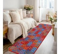 Tappeto runner con motivo a zigzag, moderno, quadrato, rettangolare, nessuno rosso, antiscivolo, per interni, non perde pelo, per cucina, bagno, ingresso, comodino, decorazione da 6 x 20 m
