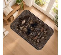 Tappeto runner con motivo mistico gatto e celeste, 2 x 3 cm | Luna celeste e stelle, tappeto runner per corridoio, accenti floreali botanici, motivi serpenti e falene