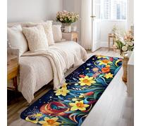 Tappeto runner con narcisi, primavera vibrante stella nastro primavera giallo a pelo basso spugna per interni rettangolare tappeto non spargimento per cucina, comodino, ingresso corridoio decorazione