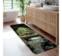 Tappeto runner con orso, natura, fauna selvatica, foresta, ruscello, nessuno verde, antiscivolo, resistente allo sbiadimento, estetico per la casa, per cucina, bagno, ingresso, comodino, decorazione