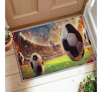 Tappeto runner con palloni da calcio, per celebrare lo stadio, coriandoli e festeggiamenti, tappeto verde a pelo basso, resistente allo sbiadimento, per cucina, ingresso, comodino, porta, corridoio