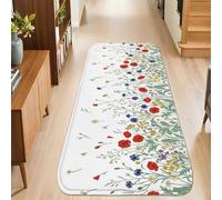 Tappeto runner con papaveri, motivo floreale naturale crisantemo campanula primavera rosso antiscivolo tappeti resistenti allo sbiadimento estetico per la casa per cucina, lavanderia, porta ingresso