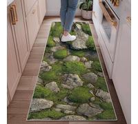 Tappeto runner con rocce, erba rustica naturale, muschio nessuno grigio, a pelo basso, estetico, rettangolare, tappeto per pavimento della casa, per cucina, corridoio, lavanderia, ingresso, 6 x 1,8 m