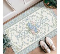 Tappeto runner con rose, classico ed elegante nastro floreale primaverile blu a pelo basso in spugna morbida zerbino zerbino resistente alle macchie per cucina, lavanderia, porta d'ingresso