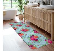 Tappeto runner con rose, floreale vibrante viola del pensiero crisantemo primavera blu bordo antiscivolo bordatura casa tappeto rettangolare per cucina, ingresso, lavanderia, comodino, decorazione, 6