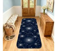 Tappeto runner con stelle, costellazioni cosmiche moderne senza scintille blu navy a pelo basso in spugna a pelo basso estetico rettangolare tappeto per il pavimento della casa per cucina, corridoio