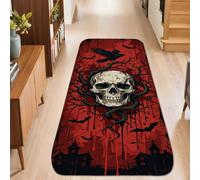 Tappeto runner con teschio, gotico con rami scuri, corvo, Halloween, rosso, antiscivolo, resistente allo sbiadimento, estetico per la casa, per cucina, comodino, ingresso e corridoio, decorazione 6 x