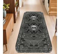 Tappeto runner con teschio, gotico spettrale casa infestata rami di albero Halloween nero antiscivolo rettangolare tappeto bordo bordo per cucina porta ingresso comodino decorazione 0,6 x 1,5 m