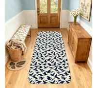 Tappeto runner con uccelli, moderno e minimalista, con sagome di volo nessuno, blu navy, in spugna a pelo basso, rettangolare, non perde pelo, per cucina, ingresso, comodino, decorazione, 0,6 x 0,9 m
