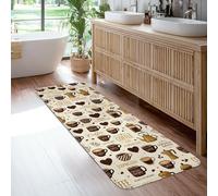 Tappeto runner da caffè, stile casual, motivo tazza di chicchi, nessuno marrone, antiscivolo, resistente allo sbiadimento, estetico per la casa, per cucina, comodino, ingresso, corridoio, decorazione