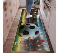Tappeto runner da calcio con coriandoli dinamici e sportivi, verde, antiscivolo, estetico, rettangolare, per casa, cucina, ingresso, lavanderia, comodino, decorazione, 6 x 1,8 m