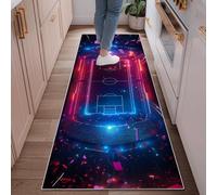 Tappeto runner da campo da calcio, sportivo, moderno, con luci da stadio, nessuno blu, a pelo basso, rettangolare, stampa per cucina, ingresso, lavanderia, corridoio, decorazione, 6 x 1,8 m